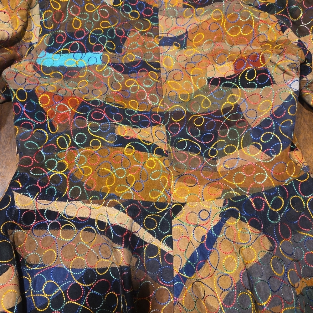 Multicolor‎ Patchwork Leather Jacket - image 3